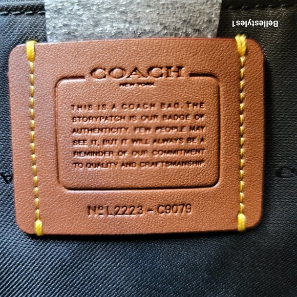 COACH Elise Badge Satchel In Jacquard & Refined Leather- Salt Black color ⭐ - Picture 14 of 16